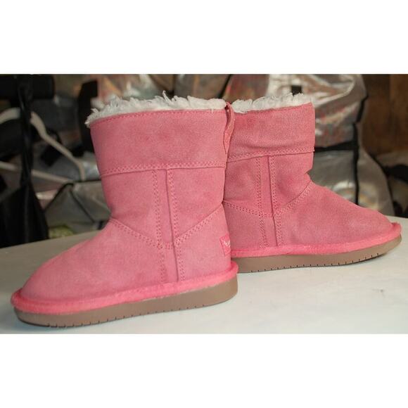 Koolaburra by UGG Youth Size 7 Aribel Short Pink Suede Faux Fur Round Toe - Picture 6 of 9